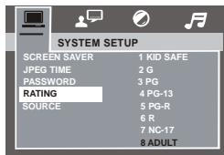 SCOTT MDX 40 - « MOT DE PASSE » et « CONTR. PAR . » (contrôle parental) - 2