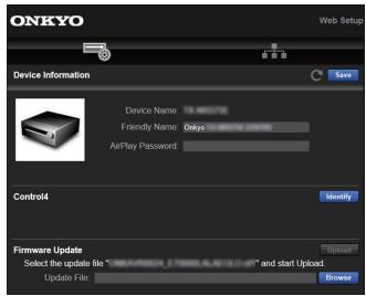 ONKYO TX-NR474 - Web Setup - 1