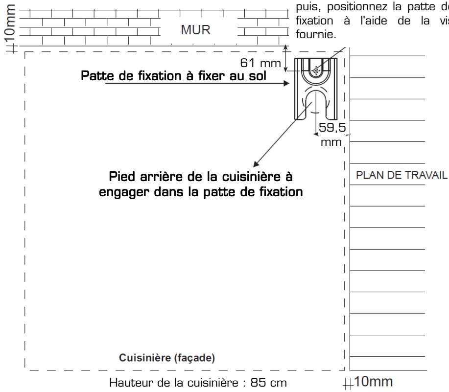 ESSENTIELB EMCG 924I - EMCG 924N - EMCG 924R - Dispositif anti basculement : information concernant l'installation des fixations sur le sol percez un trou dans le sol - 1