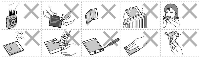 FUJIFILM INSTAX SQUARE PHOTO FRAME - Précautions sur la manipulation du film et des impressions - 1