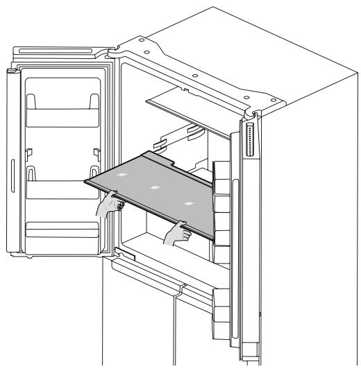 WHIRLPOOL WQ9B1L - Höheneinstellung des Einlegebodens - 2