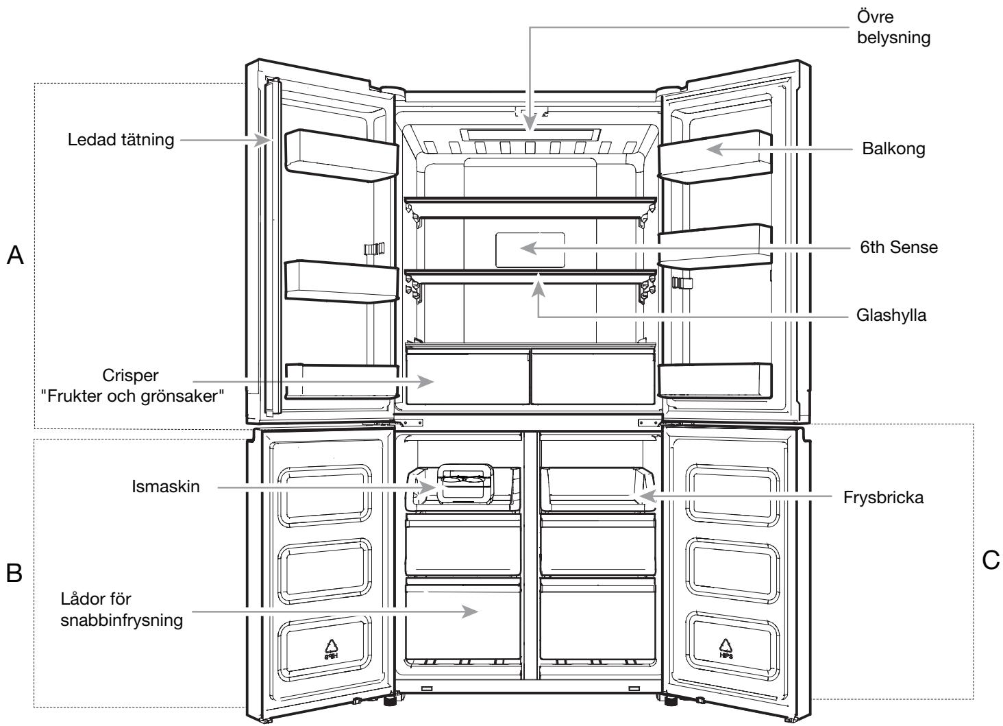 WHIRLPOOL WQ9B1L - Demontera och montera Freezer/Flexi Freeze-dörr - 4