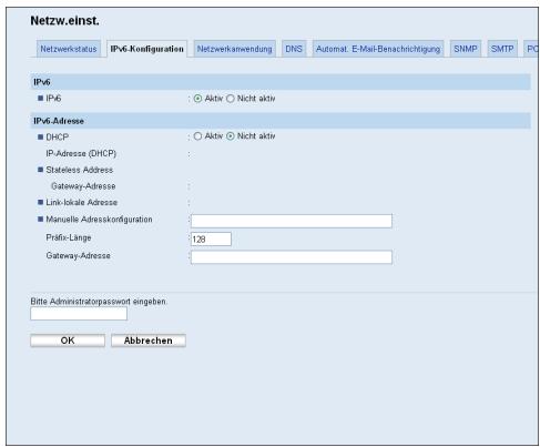 SHARP AR-5516,MV - Konfigurierenden der IPv6-Einstellungen - 1