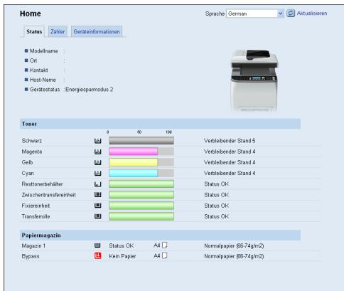 SHARP MX-2600N,MV - Die Statusinformationen überprüfen - 1