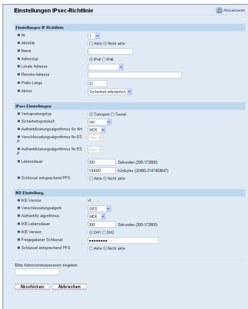 SHARP MX-2600N,MV - Die IPsec-Richtlinien konfigurieren - 2