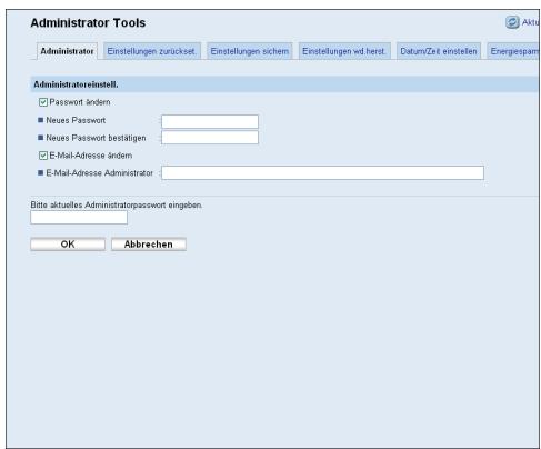 SHARP AR 6031N - Passwort und E-Mail-Adresse des Administrators konfigurieren - 1