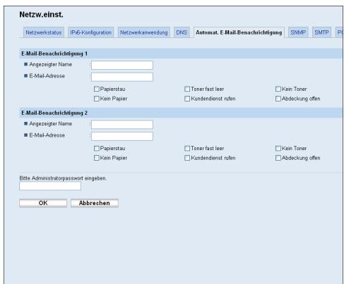 SHARP MX 2630 - Die Einstellungen für die automatische E-Mail-Benachrichtigung konfigurieren - 1