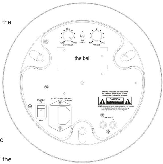the d the the ball POWER ON AC 100-240V- 2.5A-1.0A 0/160Hz OFF 624Hz 40Hz CROSSOVER 140Hz 100° PHASE MIN. VOLUME MAX WARNING TO REDUCE THE RISK OF FIRE IN ELECTRIC SHAKES DO NOT EXPOOR THE APPLIANCE TO LOAD IN MOBILITY CAUTION AVDC: WIRESE OR CHICUULITIGURE FOR SWITCH DOUBLE INSULATION: When wiring is required for improvement parts LINE INPUT L R