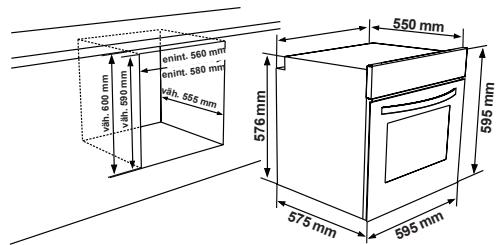 enint. 560 mm enint. 580 mm vih. 555 mm vih. 600 mm vih. 590 mm 576 mm 550 mm 575 mm 595 mm
