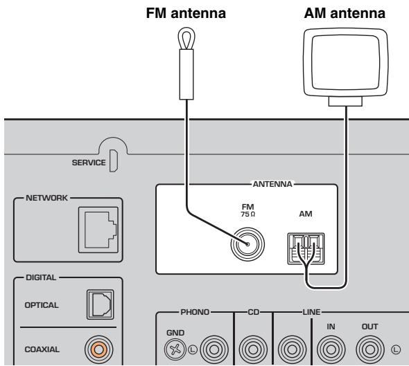 YAMAHA RS202D - Connecting the DAB/FM antenna (R-N303D) - 1