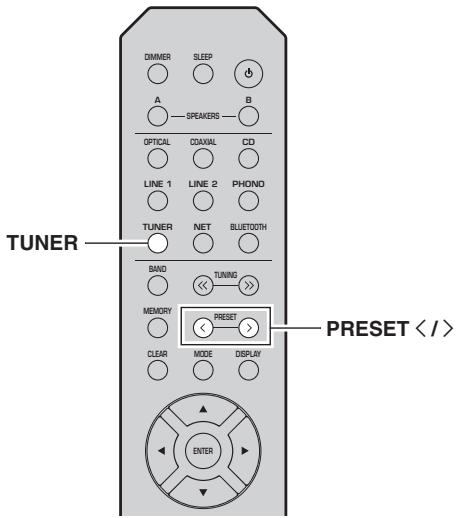 YAMAHA MUSICCAST RN303 - Recalling a preset station - 1