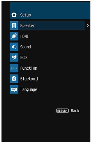 YAMAHA RX-V383 - Utilisez les touches de curseur pour sélectionner un menu et appuyez sur ENTER. - 1