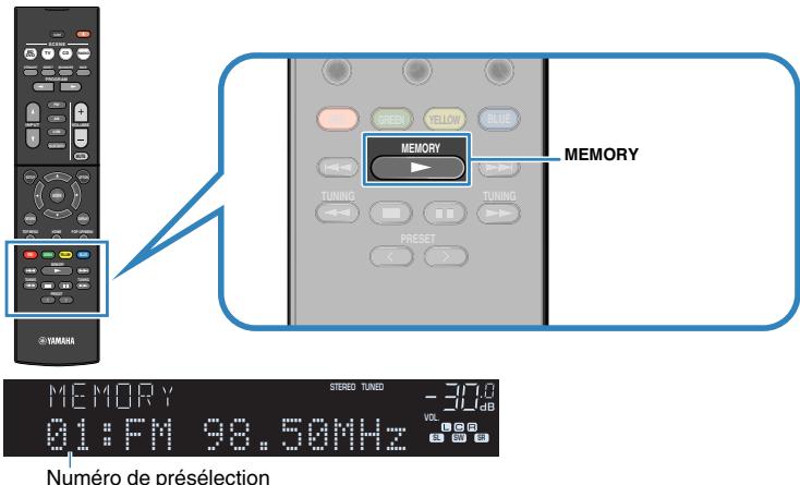 YAMAHA RX-V383 - Maintenez la touche MEMORY enfoncée pendant quelques secondes. - 1