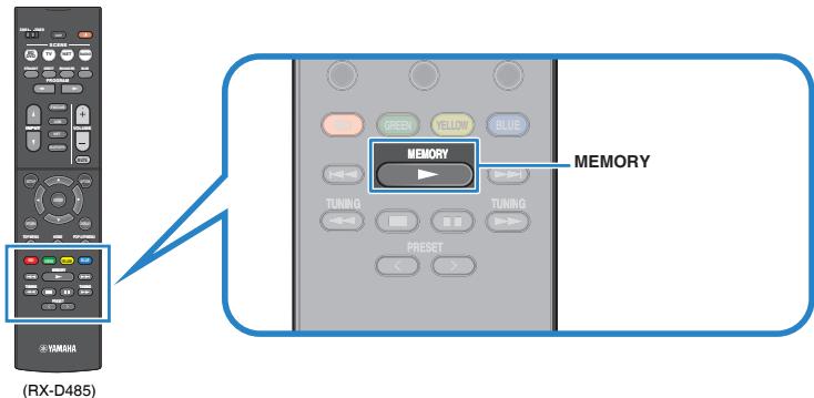 YAMAHA MUSICCAST RXV485  -  RX-V485 - Maintenez la touche MEMORY enfoncée pendant quelques secondes. - 1
