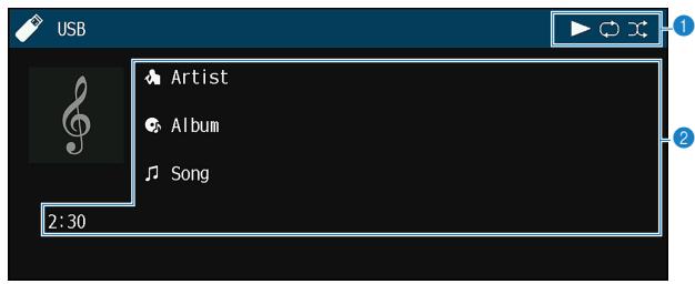 YAMAHA MUSICCAST RXV485  -  RX-V485 - Noms des éléments et fonctions de l'écran de lecture - 1