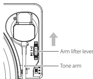 TEAC TN570 - Use the arm lifter lever to raise the tone arm. - 1