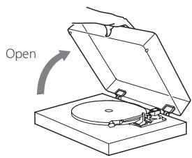 TEAC TN-400BT - Opening and closing the dust cover - 1