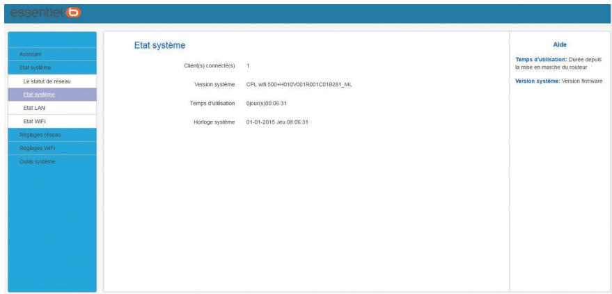 ESSENTIELB WIFI 1200 DUO - ETAT SYSTÉME - 1