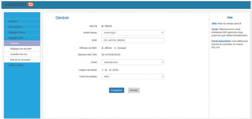 ESSENTIELB WIFI 1200 DUO - Onglet Reglage WI-FI - 1