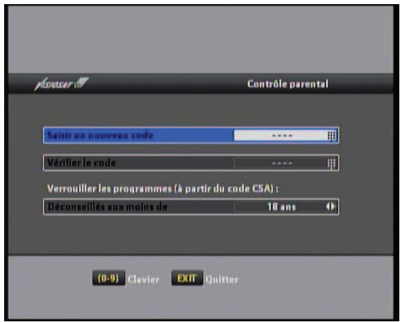 VISIOSAT TELTEOXVEOX - IV.5 Création du code parental et choix du niveau de protection - 1