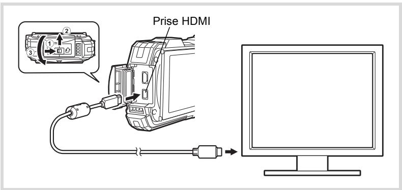RICOH G900 - Connexion de l'appareil photo à une prise HDMI - 1