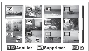 RICOH G900 - Utilisez le bouton de navigation (▲▼▲▶) pour désigner les images que vous souhaitez supprimer, puis appuyez sur le bouton OK. - 1