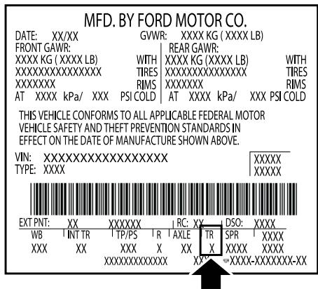 FORD EVEREST - DÉSIGNATION DU CODE DE BOITE DE VITesses - 1