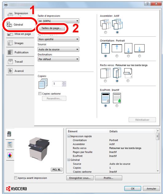 KYOCERA ECOSYS M2540 - Enregister le format de papier. - 1