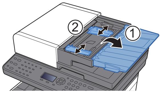KYOCERA ECOSYS M2540 - Ouvrir le plateau des originaux et ajuster les guides de largeur de l'original. - 1