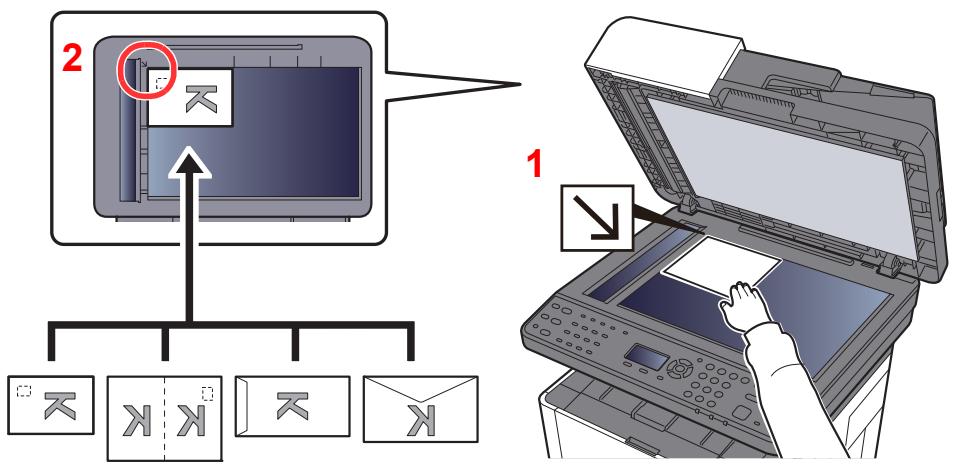KYOCERA ECOSYS M2540 - Lors du placement des enveloppopes ou cartes sur la glace d'exposition - 1