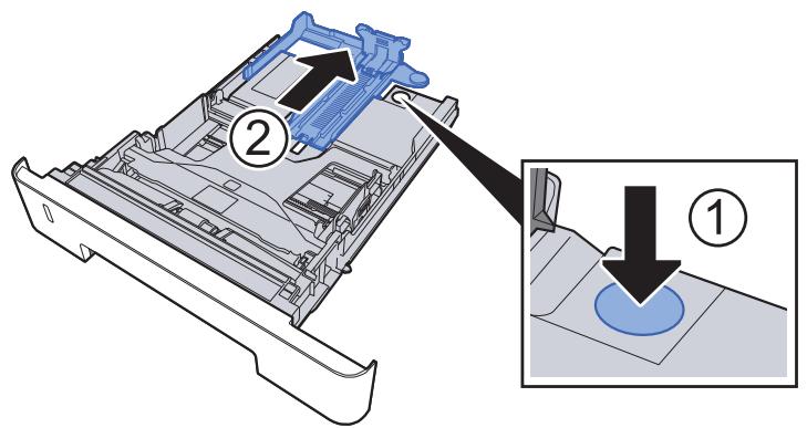 KYOCERA ECOSYS M5521CDN  -  ECOSYS M5521CDW -  ECOSYS M5526CD - Régler le guide de la longueur du papier jusqu'au format de papier désiré. - 2