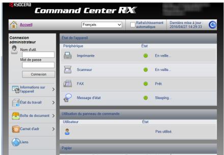KYOCERA ECOSYS M5521CDN  -  ECOSYS M5521CDW -  ECOSYS M5526CD - Effectuer des opérations à distance (command center RX) - 1