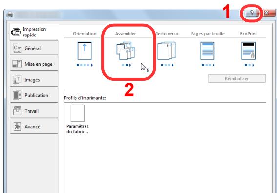 KYOCERA ECOSYS M2135DN - Affichage de l'aide du pilote d'imprimante - 1