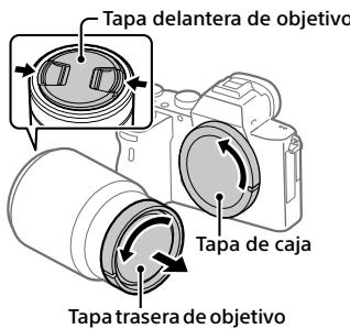 SONY ALPHA 6400 - Retire la tapa de caja de la camaray la tapa trasera del objetivo de la parte trasera de objetivo. - 1