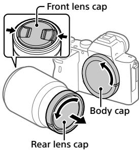 SONY ALPHA A7 III - Remove the body cap from the camera and the rear lens cap from the rear of the lens. - 1