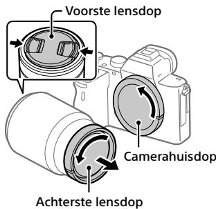 SONY ALPHA A7 III - Haal de camerahuisdop van de camera af en haal de achterste lensdop van de lens af. - 1