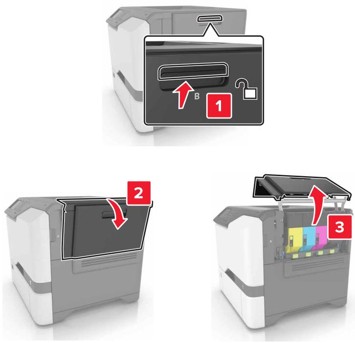 LEXMARK CS410 - CS417DN - Ouvrez la porte B. - 1