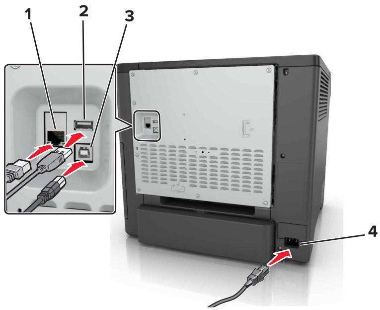 LEXMARK CS410 - CS417DN - Connexion des câbles - 4