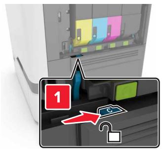 LEXMARK CS410 - CS417DN - Insérez la bouteille de récupération de toner. - 1