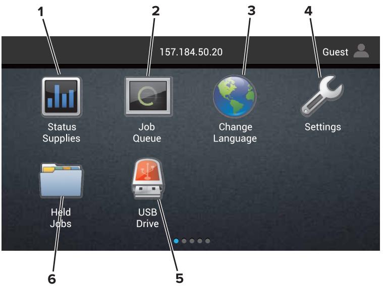 LEXMARK CX317DN - Utilisation de l'écran d'accueil - 1