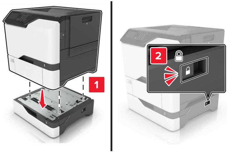 LEXMARK CX317DN - Installation des tiroirs optionnels - 3