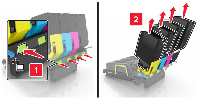 LEXMARK CS720DE - CS725 - CS727DE - CS728DE - Insérez la bouteille de récupération de toner. - 3