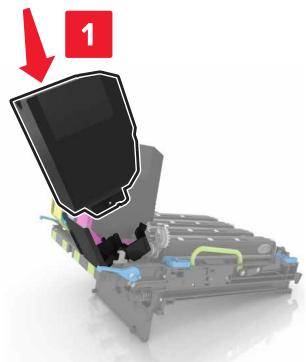 LEXMARK CS720DE - CS725 - CS727DE - CS728DE - Insérez la bouteille de récupération de toner. - 6