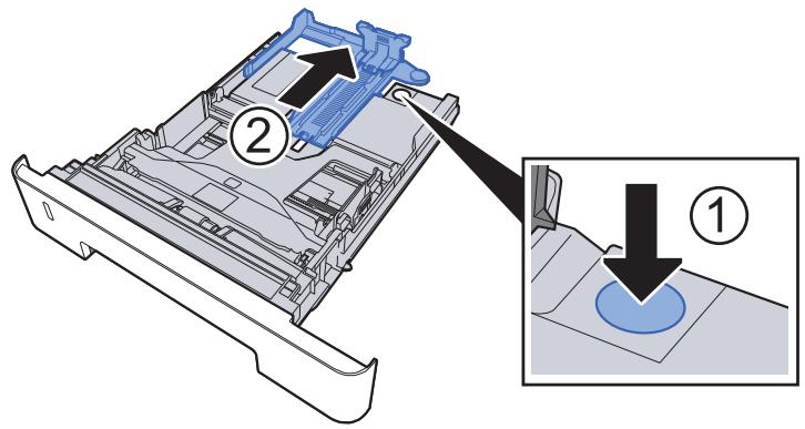 KYOCERA ECOSYS M2635DN  -  ECOSYS M2640IDW - Régler le guide de la longueur du papier jusqu'au format de papier désiré. - 2