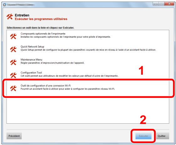 KYOCERA ECOSYS M2040DN - [Outil de configuration d'une connexion Wi-Fi] > [Exécuter] - 1