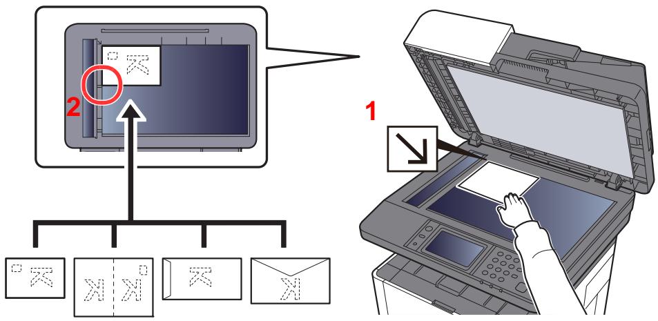 KYOCERA ECOSYS M2040DN - Lors du placement des enveloppes ou cartes sur la glace d'exposition - 1