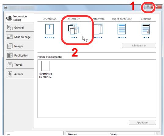 KYOCERA ECOSYS M2040DN - Affichage de l'aide du pilote d'imprimante - 1