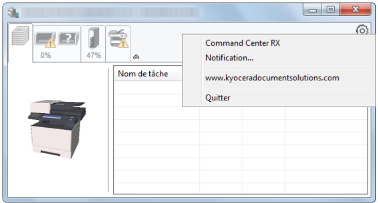 KYOCERA ECOSYS M2040DN - Menu contextuel de Status Monitor - 1