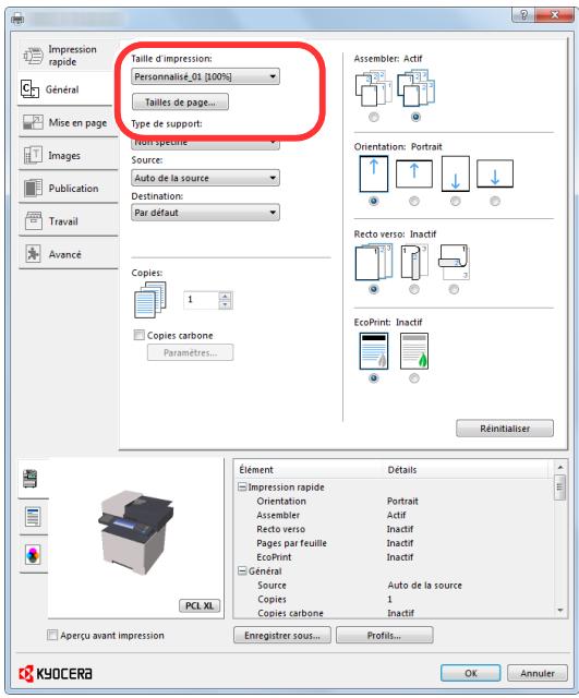 KYOCERA ECOSYS M3040DN - ECOSYS M3040IDN - Sélectionner le format de papier et le type de papier au format non standard. - 2