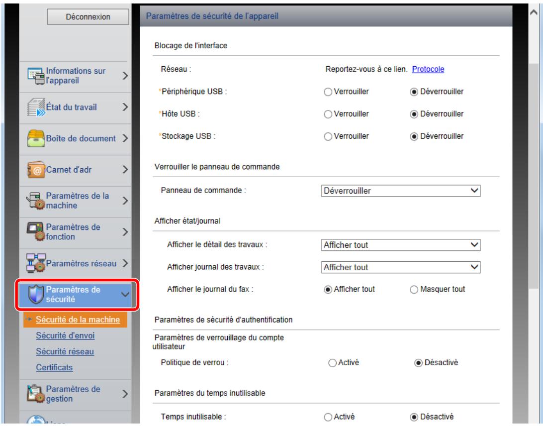 KYOCERA ECOSYS P4040DN - Configurer les paramètres de sécurité. - 1